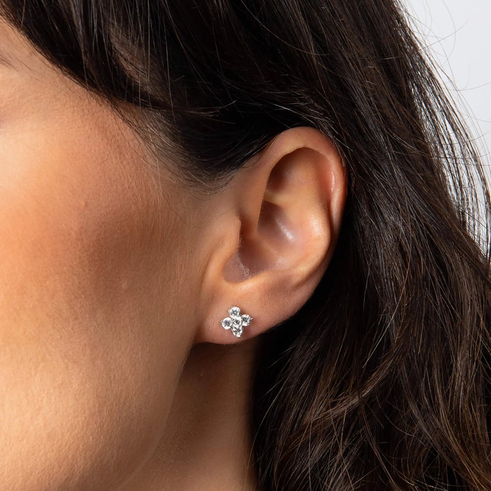 Diamonfire Sterling Silver Cubic Zirconia Flower Stud Earrings E6706