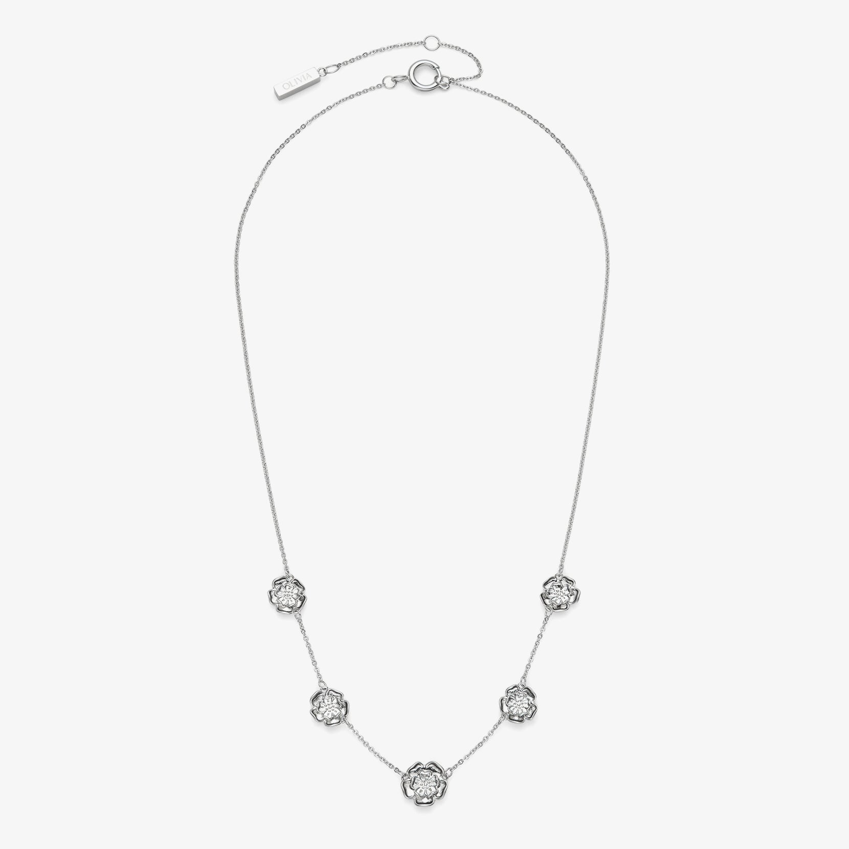 Olivia Burton Siganture Tudor Rose Silver Tone Necklace 24100251
