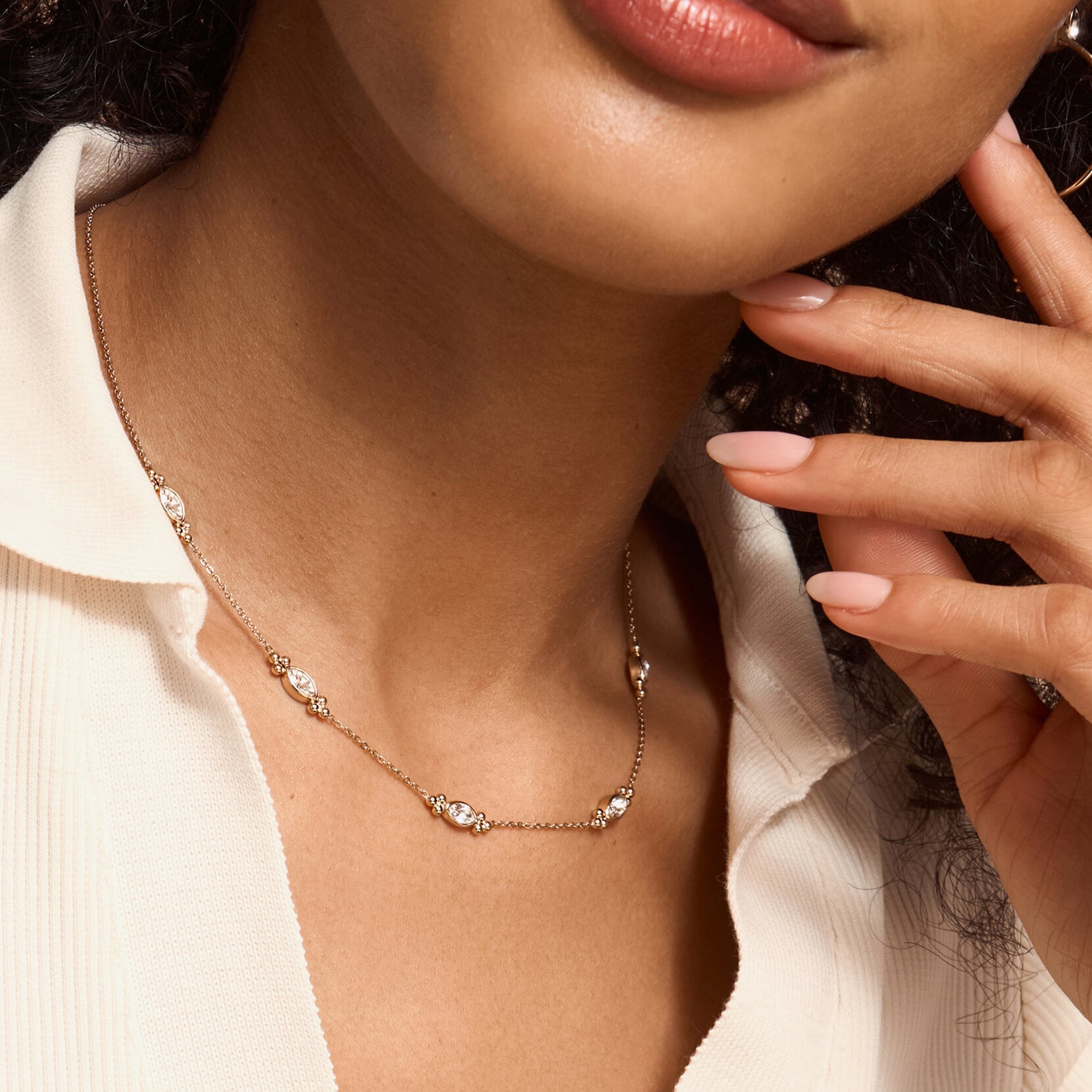 Olivia Burton Classic Dainty Gold Plated Crystal Necklace 24100277