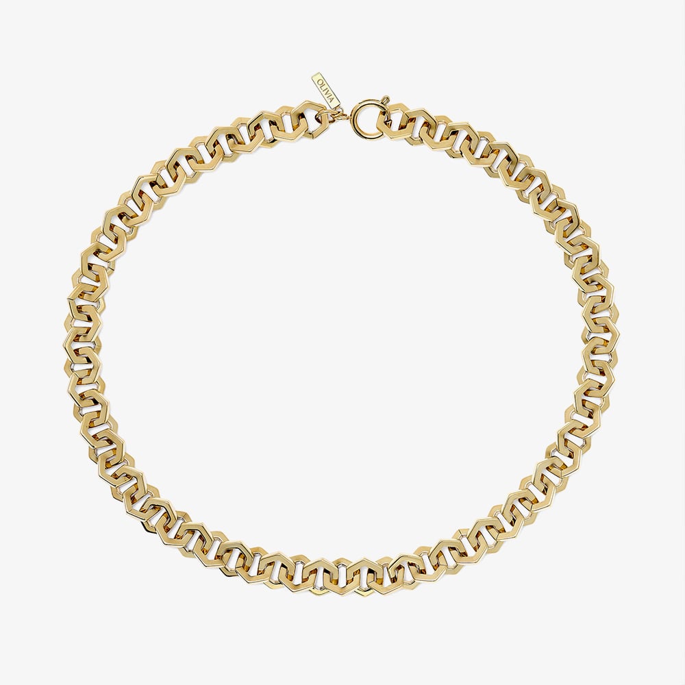 Olivia Burton Signature Gold Plated Honeycomb Link Chain Necklace 24100087