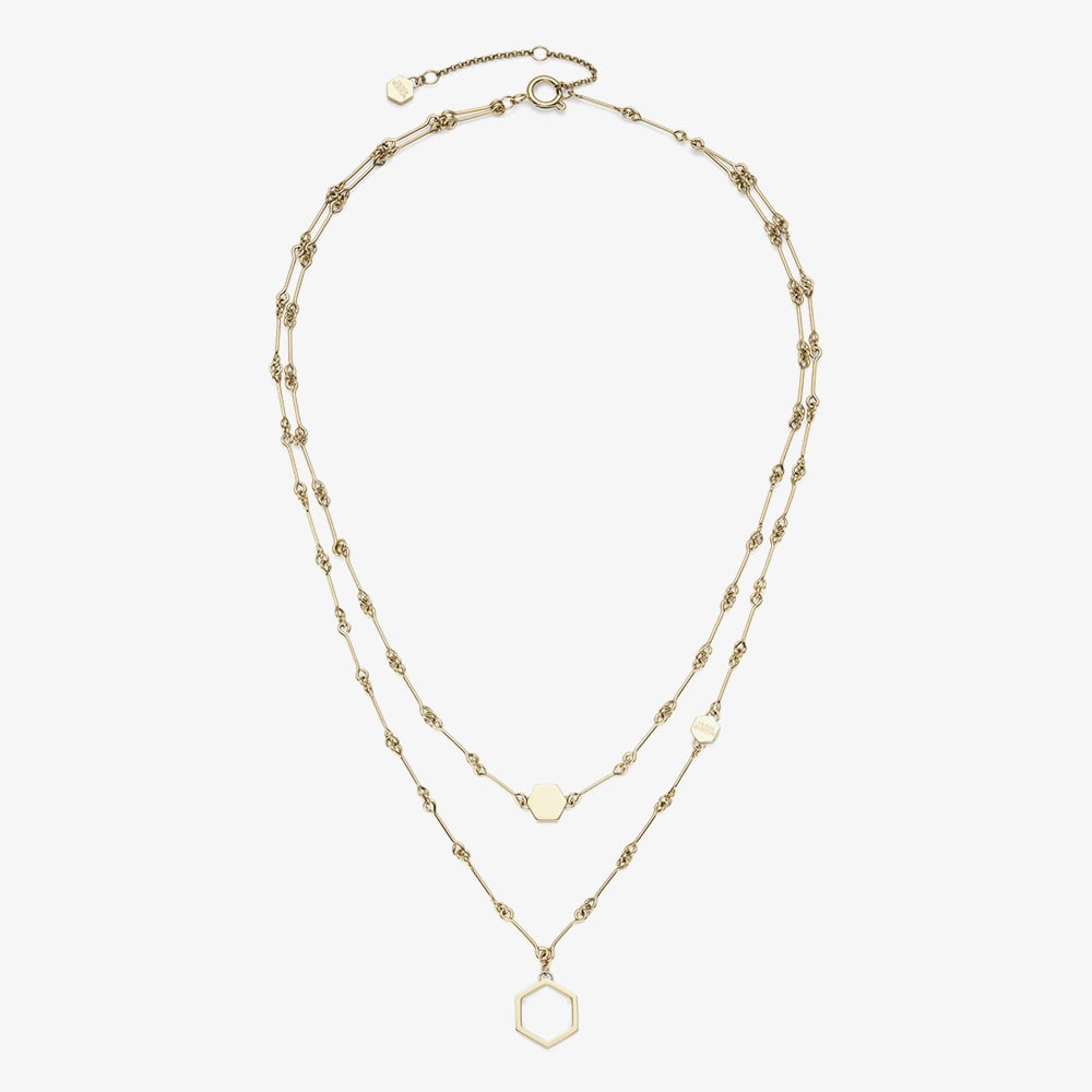 Olivia Burton Signature Gold Plate Honeycomb Layered Necklace 24100306