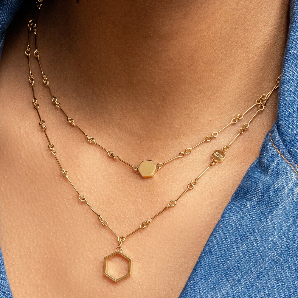 Olivia Burton Signature Gold Plate Honeycomb Layered Necklace 24100306