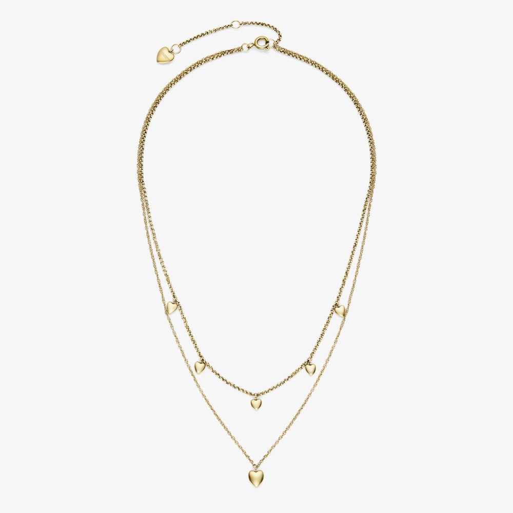 Olivia Burton Gold Plated Mini Heart Double Chain Necklace 24100457