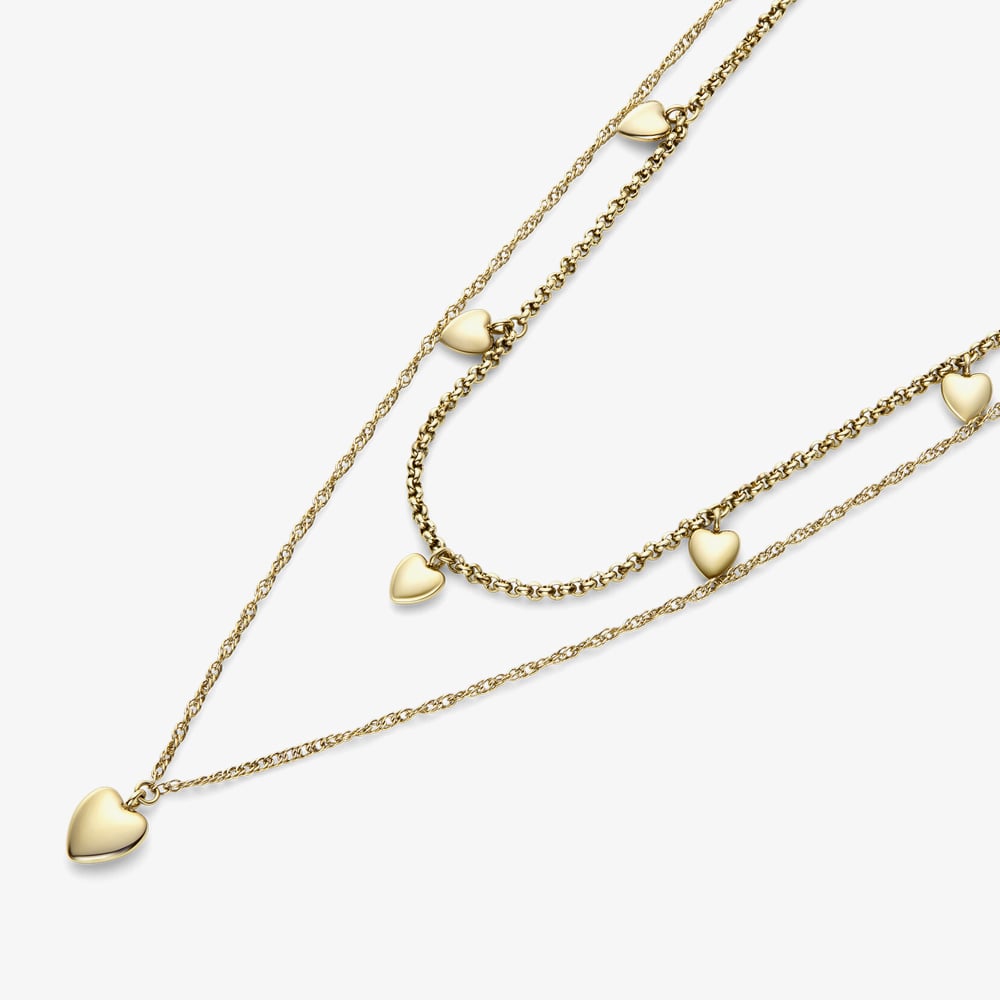 Olivia Burton Gold Plated Mini Heart Double Chain Necklace 24100457