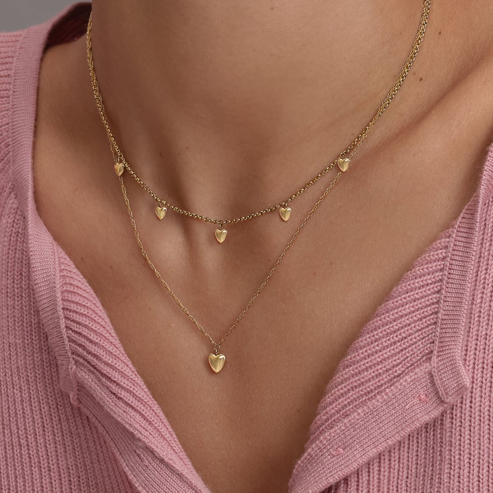 Olivia Burton Gold Plated Mini Heart Double Chain Necklace 24100457