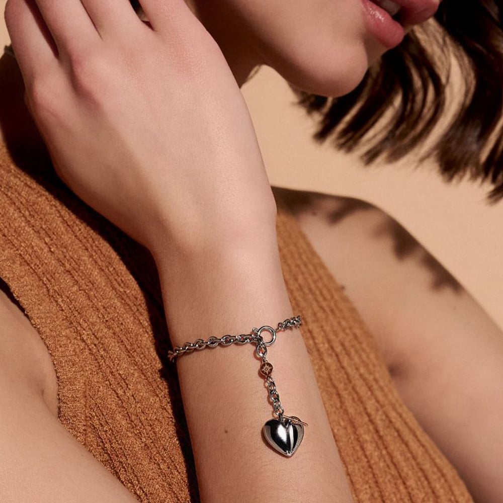 Olivia Burton Classic Knot Heart Stainless-Steel and Rose Gold Tone Bracelet 24100035
