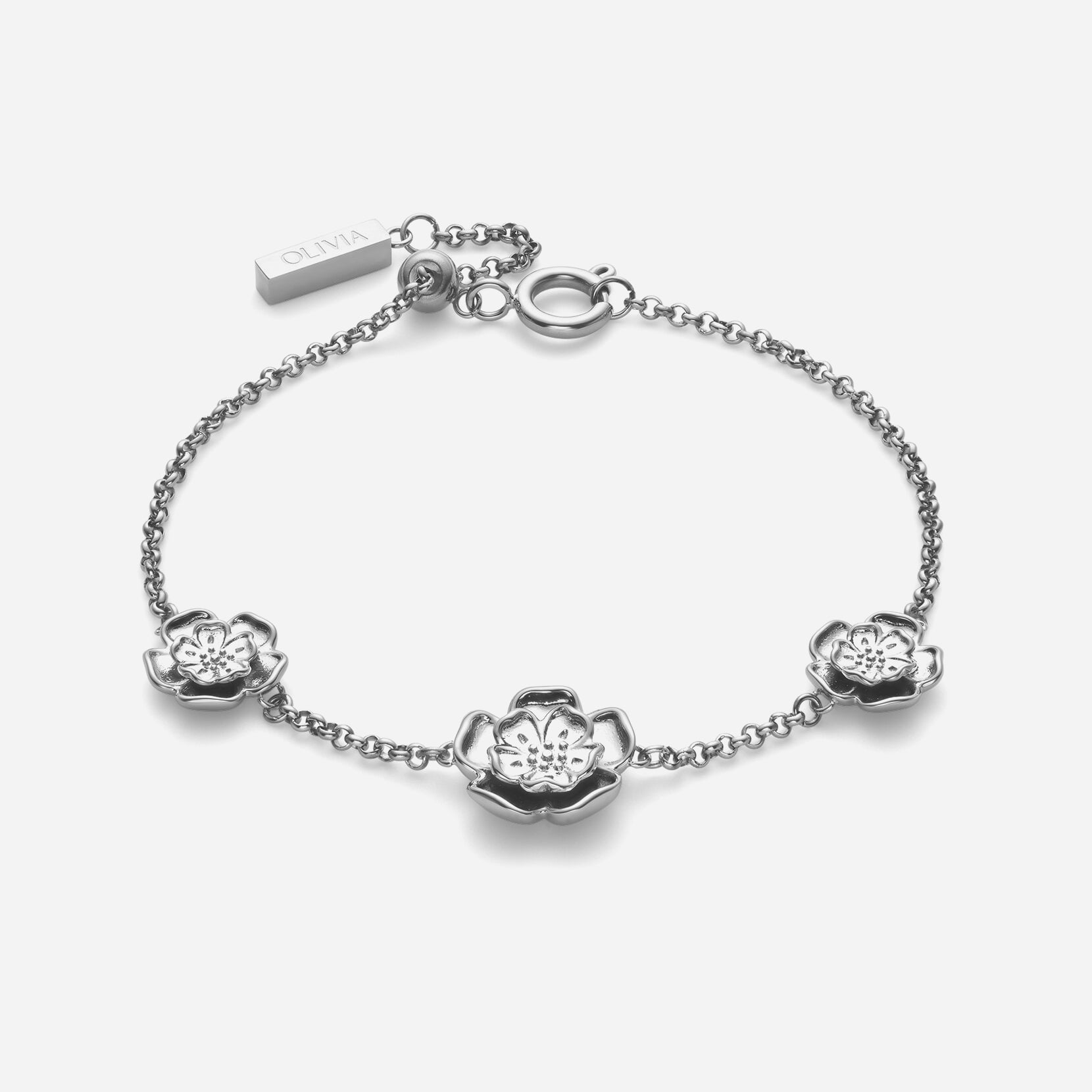Olivia Burton Signature Tudor Rose Silver Tone Bracelet 24100246