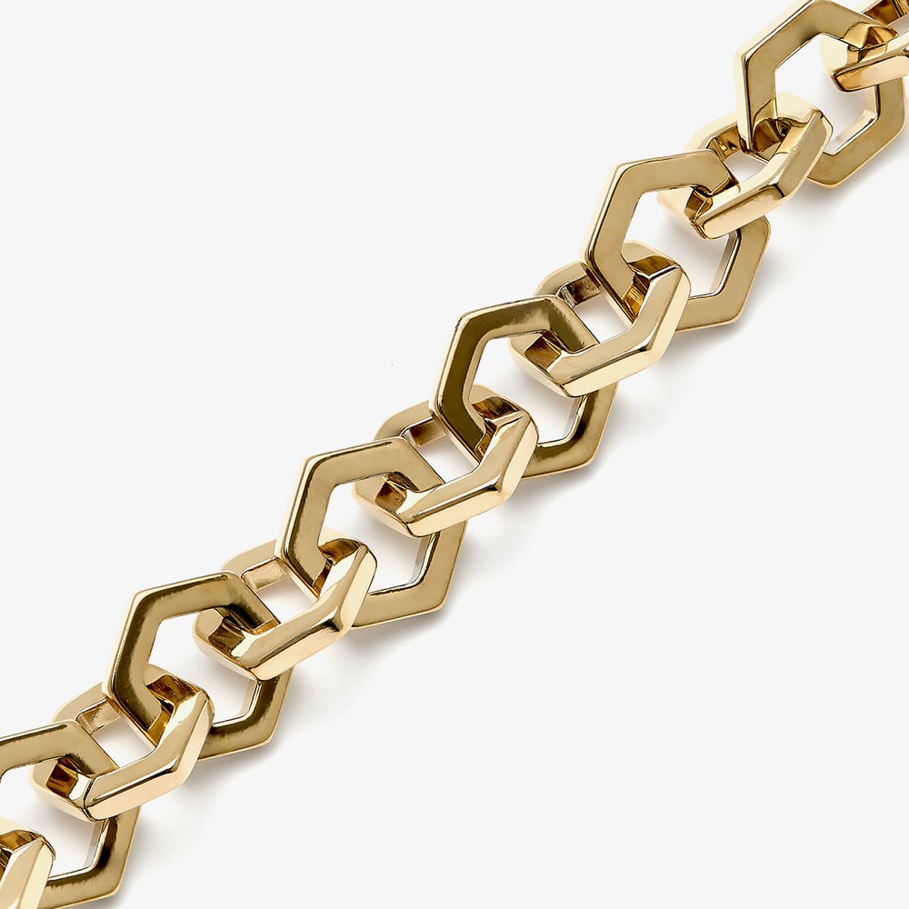 Olivia Burton Signature Gold Plated Honeycomb Link Chain Bracelet 24100089