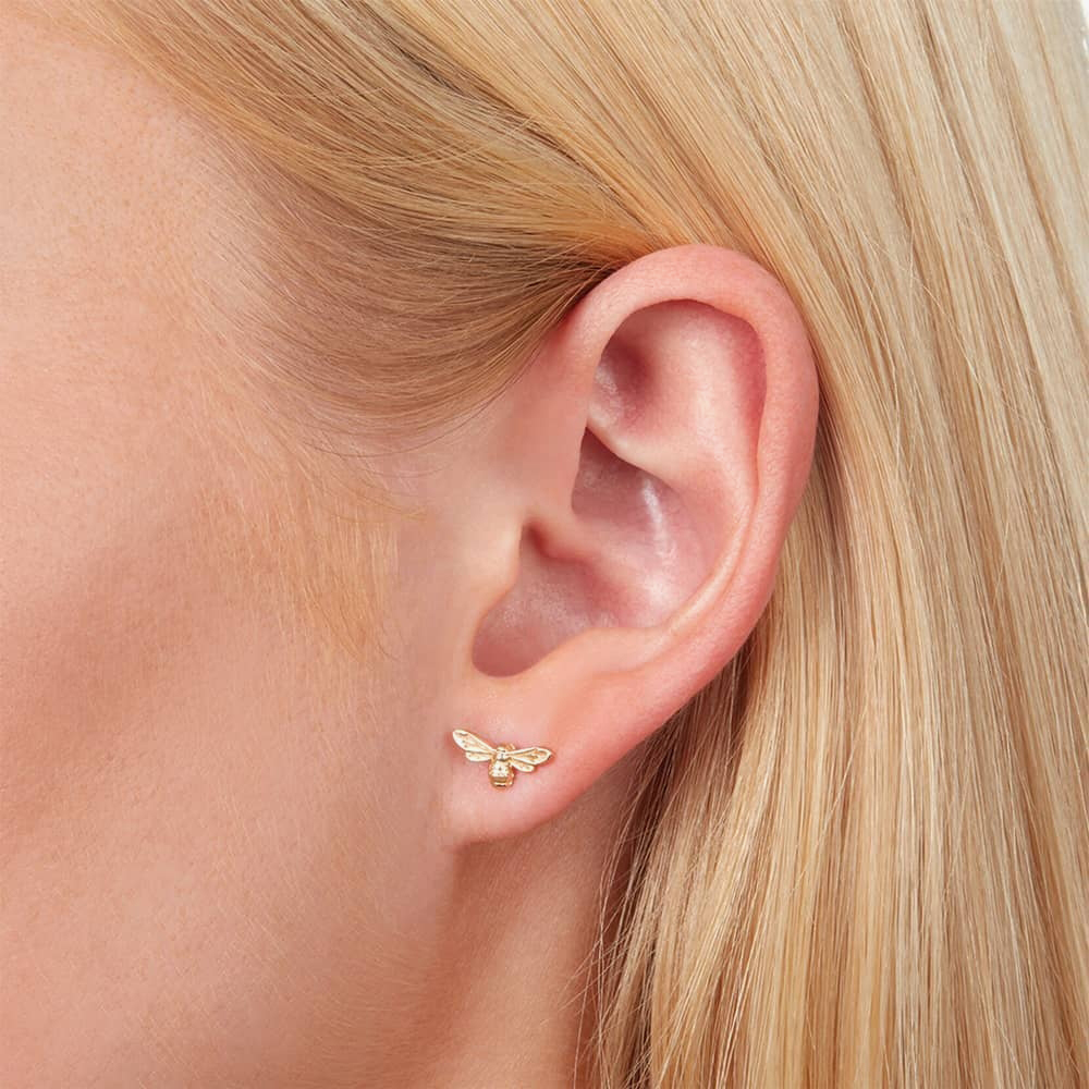 Olivia Burton Lucky Bee Gold Tone Stud Earrings OBJAME23N