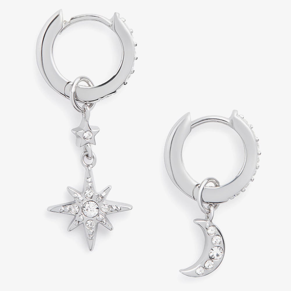 Olivia Burton Silver Moon & Star Huggie Hoop Earrings OBJCLE38