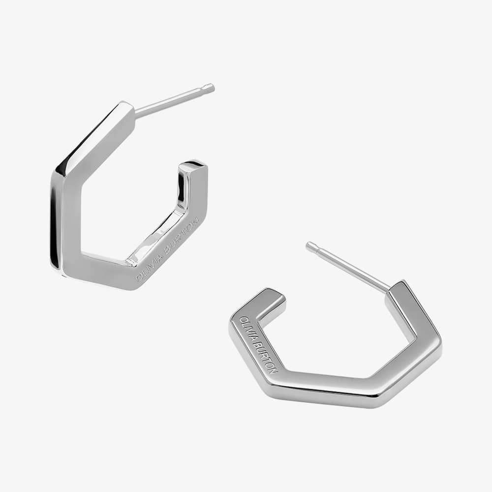 Olivia Burton Signature Honeycomb Stainless Steel Hexagonal Hoop Earrings 24100149