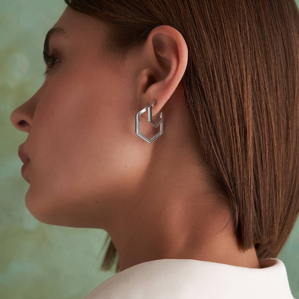Olivia Burton Signature Honeycomb Stainless Steel Hexagonal Hoop Earrings 24100149
