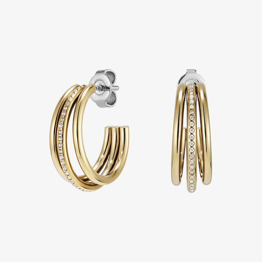 Olivia Burton Ever Stacked Gold Plated Crystal Hoop Earrings 24100295