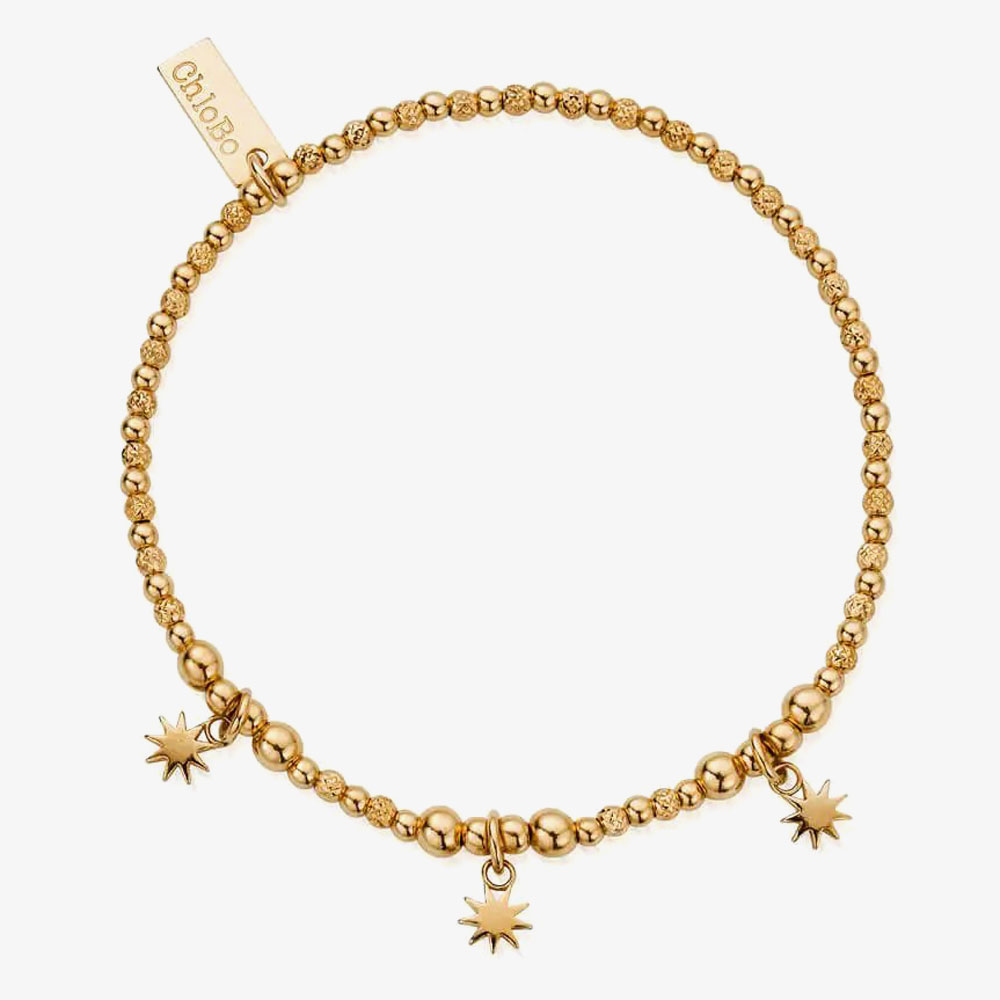 Product photograph of Chlobo Gold Plated Illuminating Energy Beaded Star Charm Bracelet Gbfb3357 from The Jewel Hut