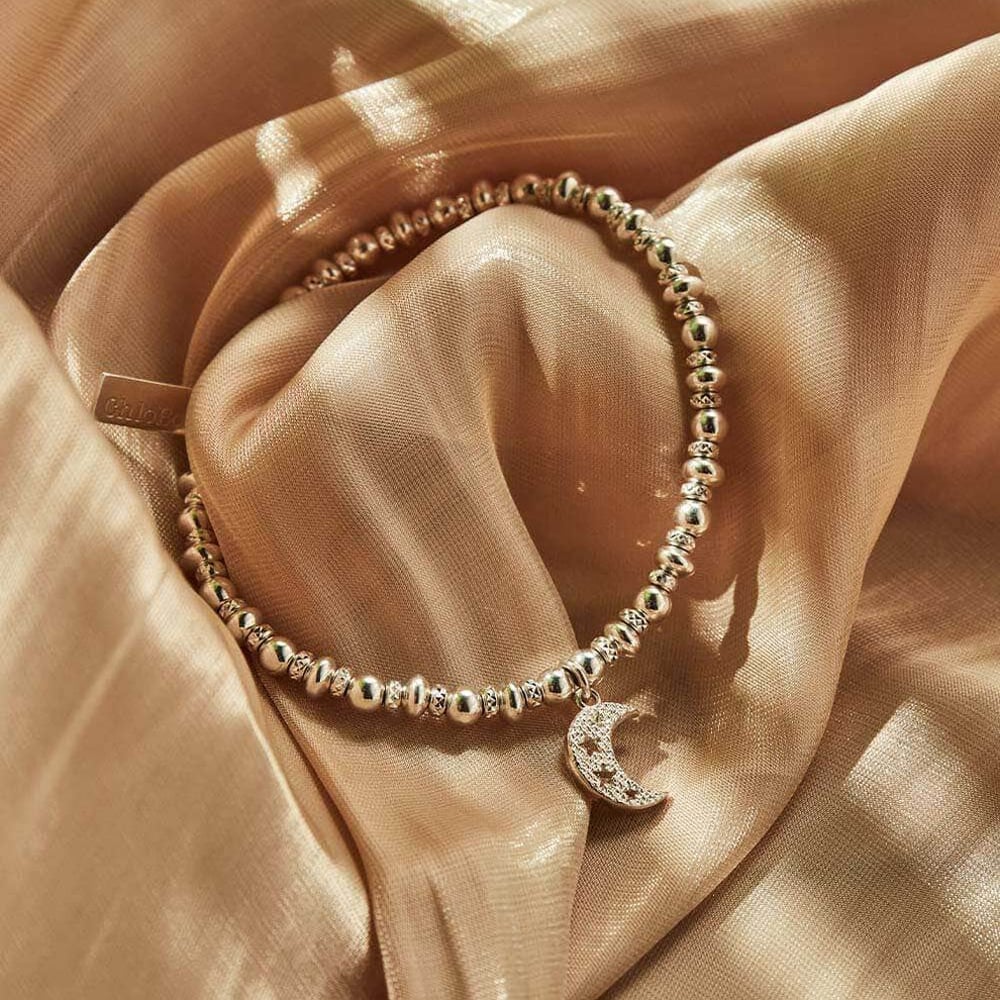 ChloBo Ladies Silver Didi Sparkle Starry Moon Bracelet SBDS3078