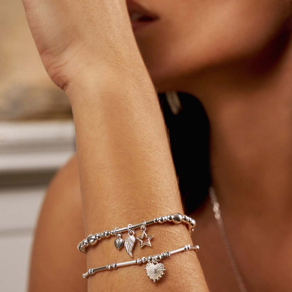 ChloBo Silver Dainty Moon Cut Sparkle Glowing Beauty Bracelet SBMCTN3196
