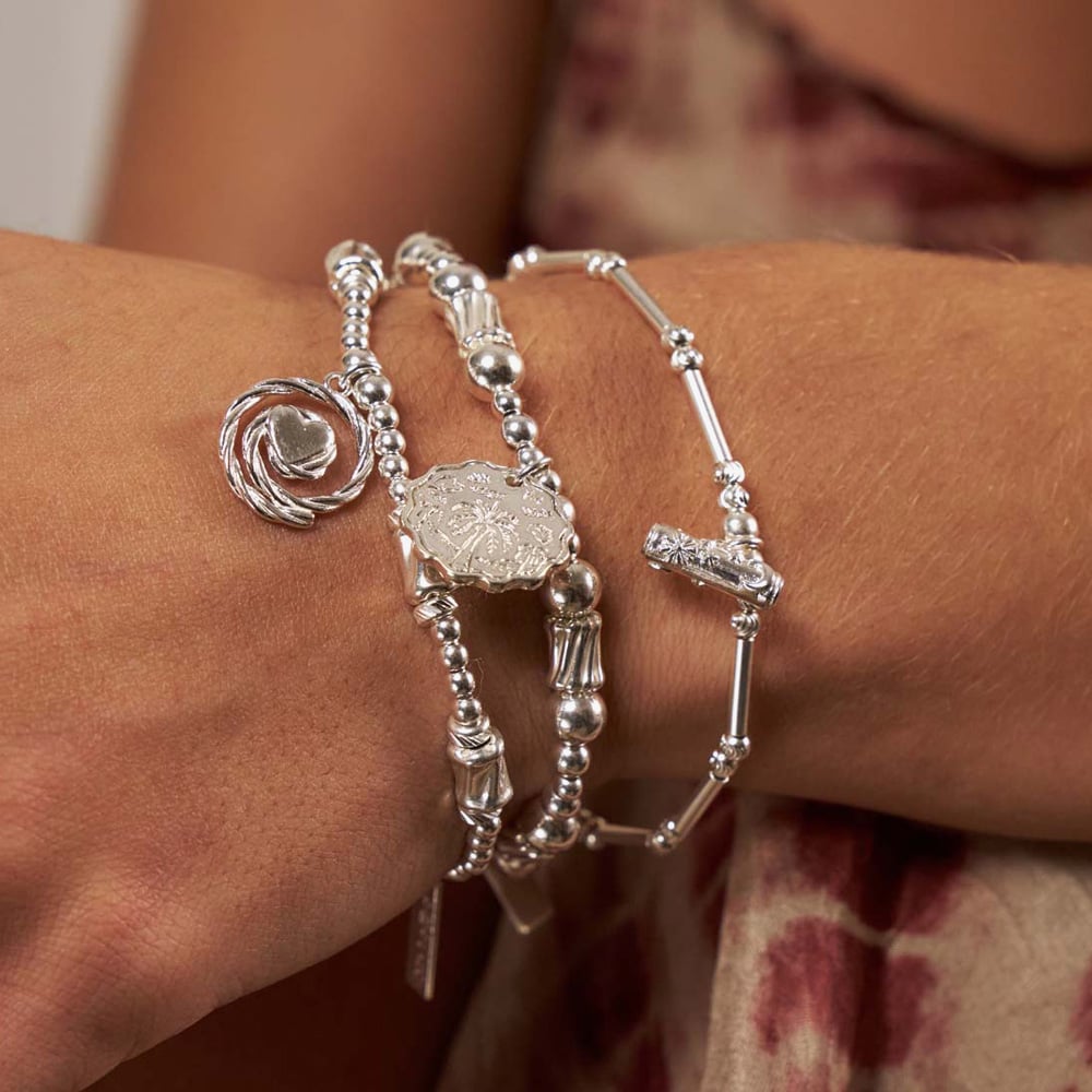 ChloBo Silver Dainty Moon Cut Sparkle T-Bar Bracelet SBMCTN3554