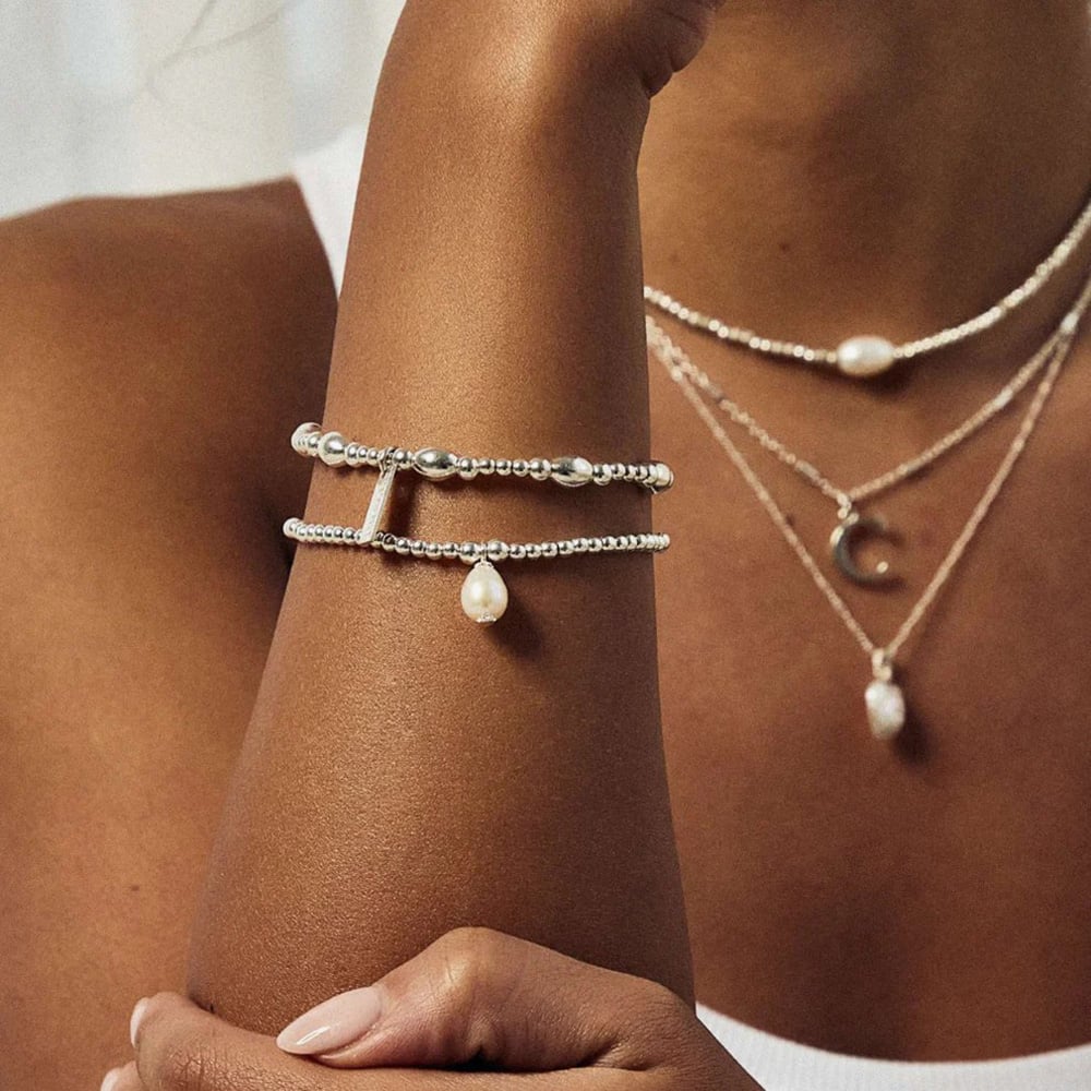ChloBo Silver Cute Pearl Charm Drop Bracelet SBCCPD