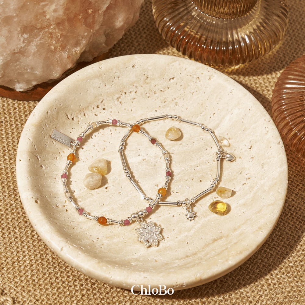 ChloBo Sunkeeper Sterling Silver, Citrine, Fire Agagte & Pink Tourmaline Bracelet Set SBSETFAMU