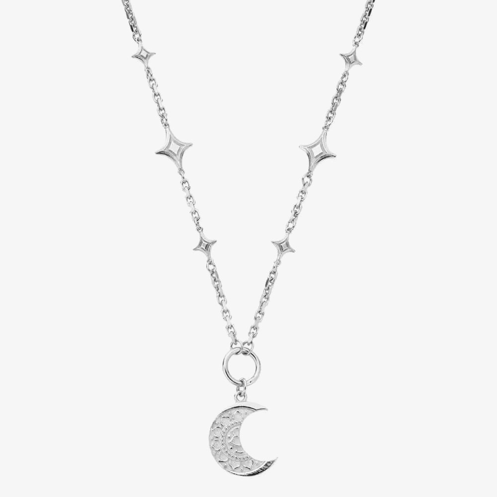 Product photograph of Chlobo Sterling Silver Moon Mandala Necklace Sn3386 from The Jewel Hut