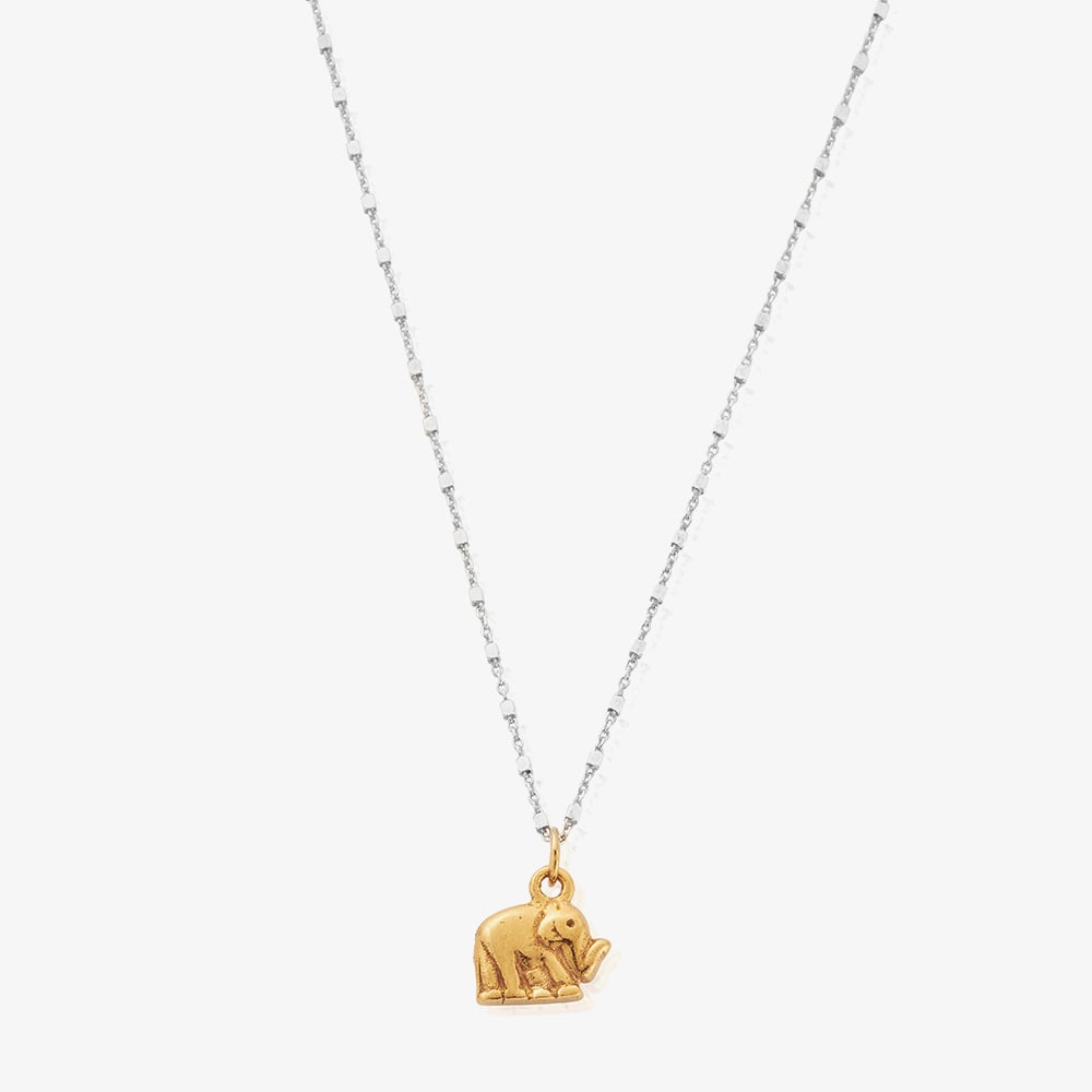 Click to view product details and reviews for Chlobo Mixed Metal Delicate Cube Chain Elephant Necklace Gmndc406.