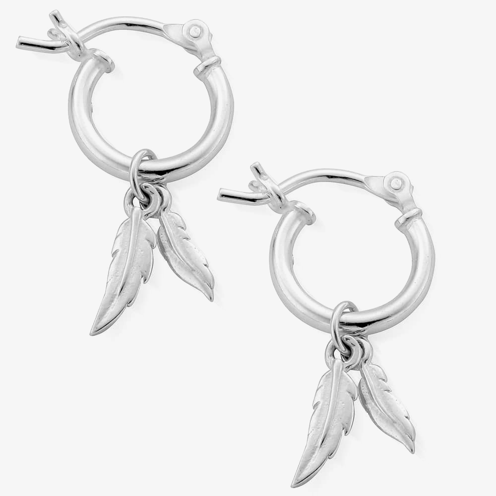 Product photograph of Chlobo Double Feather Hoop Earrings Seh584 from The Jewel Hut