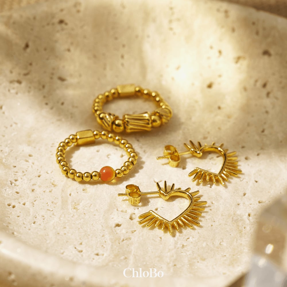 ChloBo Fearless Light 18ct Gold Plated & Sodalite Mini Ring GR_FA