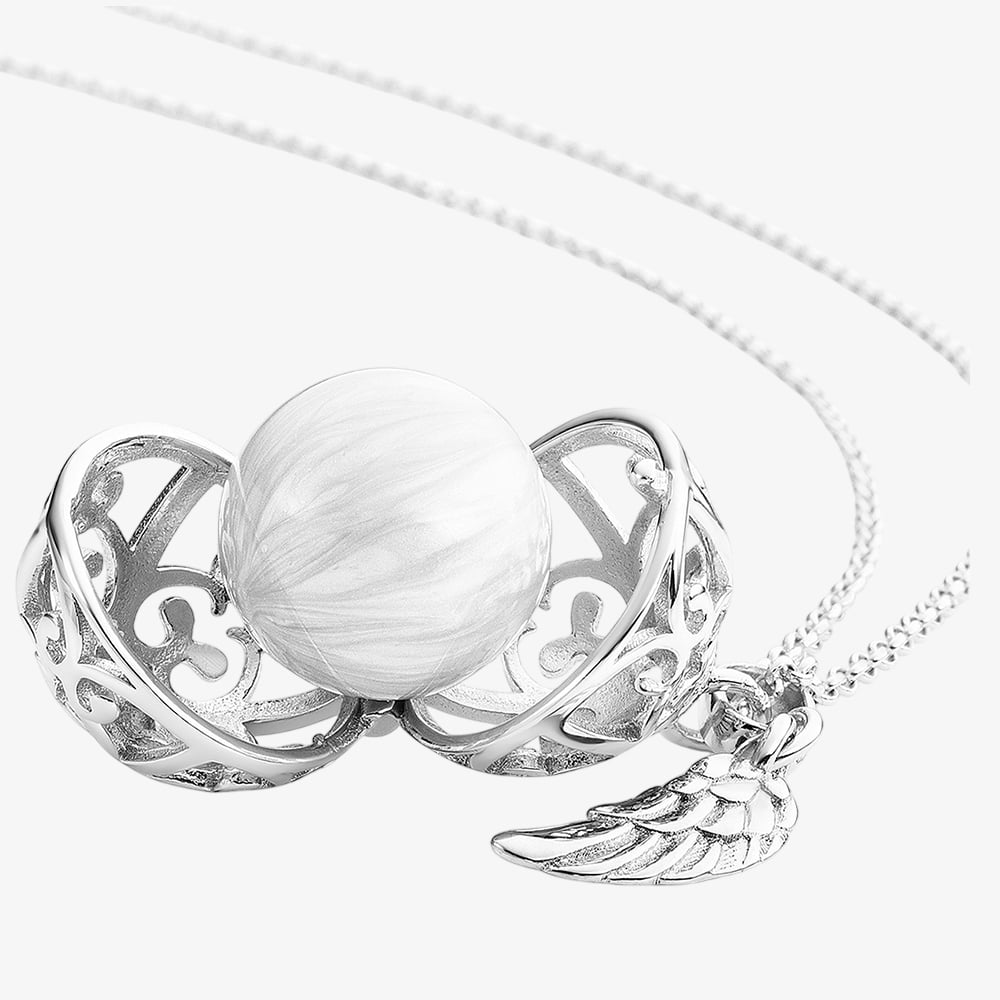 Angel Whisperer Silver White Chime Necklace ERN-ER23-20-XS