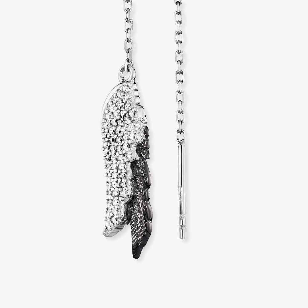 Angel Whisperer Silver Wing Duo Bicolour Dropper Earrings ERE-WINGDUO-ZI-BIB