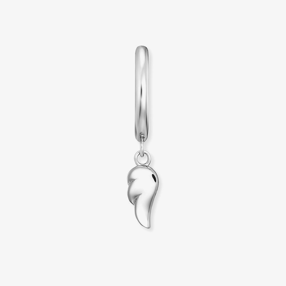 Angel Whisperer Flying Wings Silver Hoop Dropper Earrings ERE-FLYWING1-CR