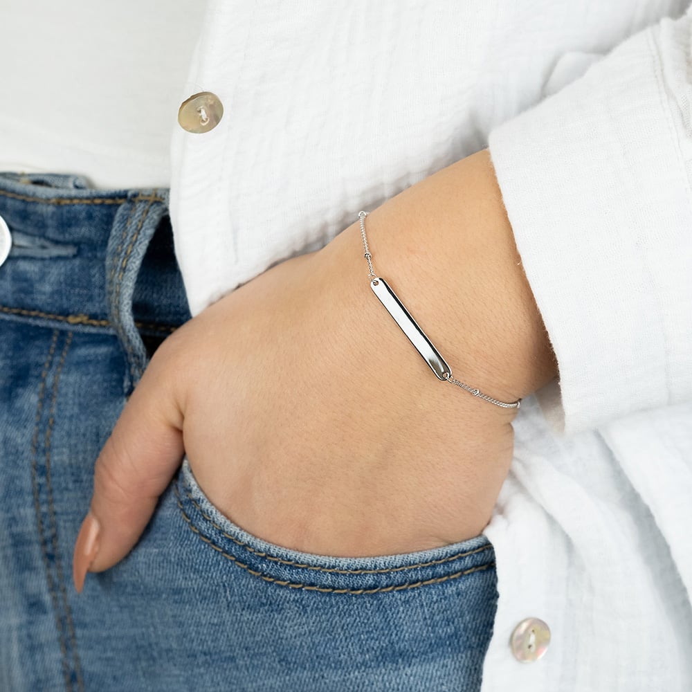 Angel Whisperer Silver ID Bar Bracelet ERB-ID-LILMOON