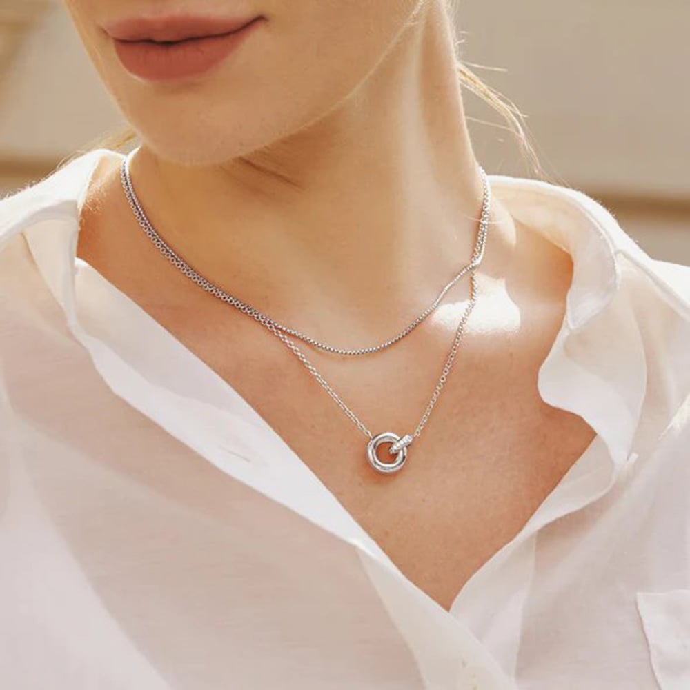 Ania Haie Vogue Maven Sterling Silver Cubic Zirconia Linked Necklace N062-02H