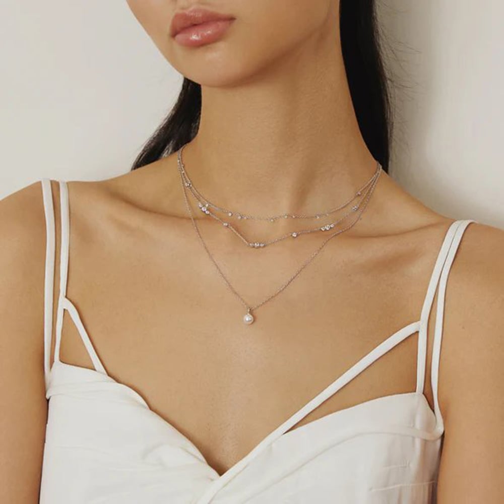 Ania Haie Miss Dainty Sterling Silver Shell Pearl Pendant Necklace N065-01H