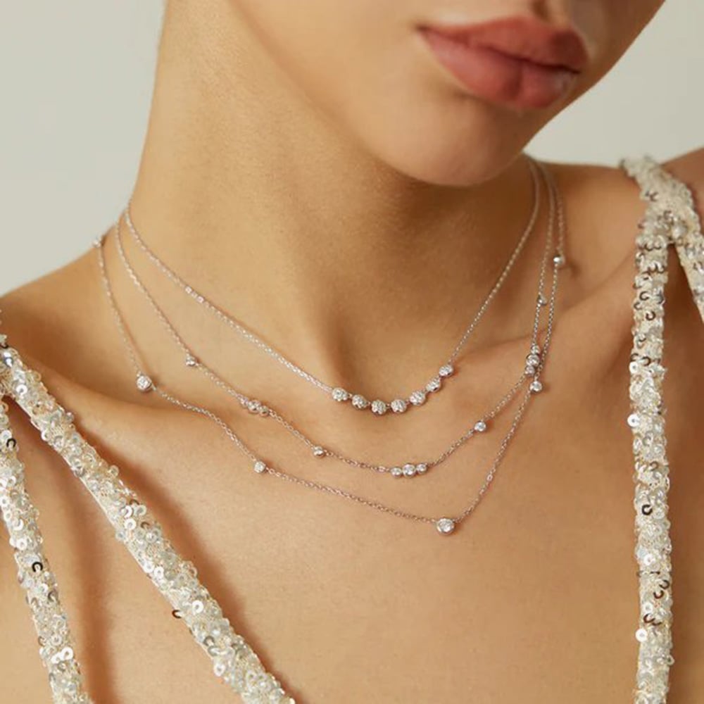 Ania Haie Miss Dainty Sterling Silver Multi Cubic Zirconia Station Necklace N065-06H