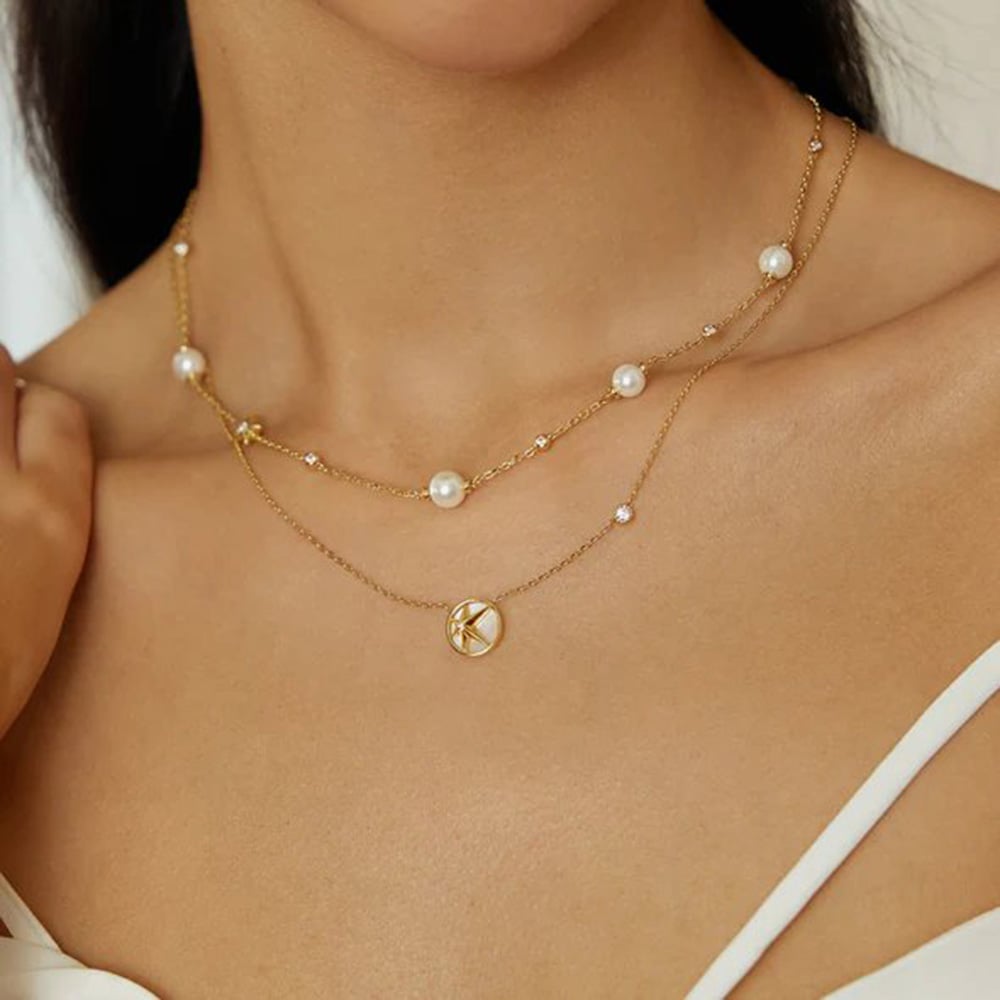 Ania Haie Miss Dainty 14ct Gold Plated Mother Of Pearl Star Pendant Necklace N065-05G