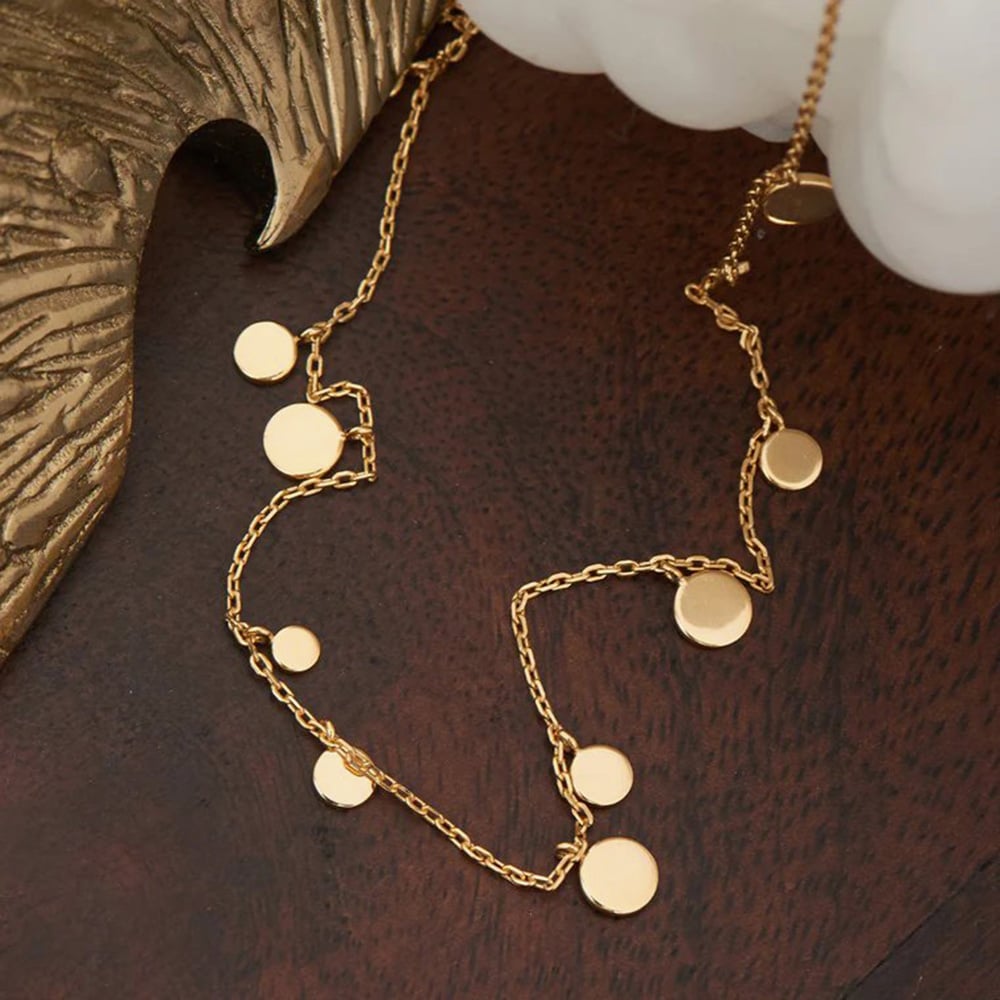 Ania Haie Geometry Class 14ct Gold Plated Multi Disc Necklace N005-01G