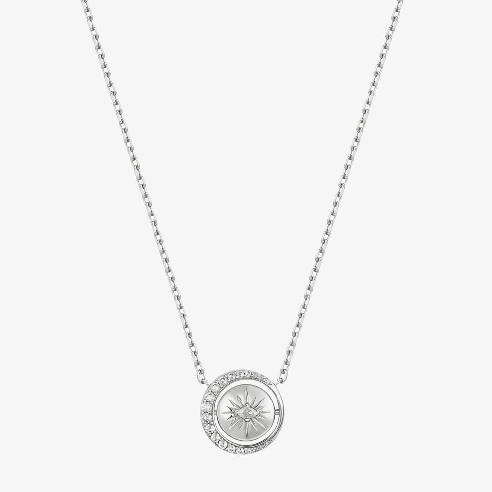 Ania Haie Luna Gaze Silver Moon & Evil Eye Reversible Pendant N075-04H
