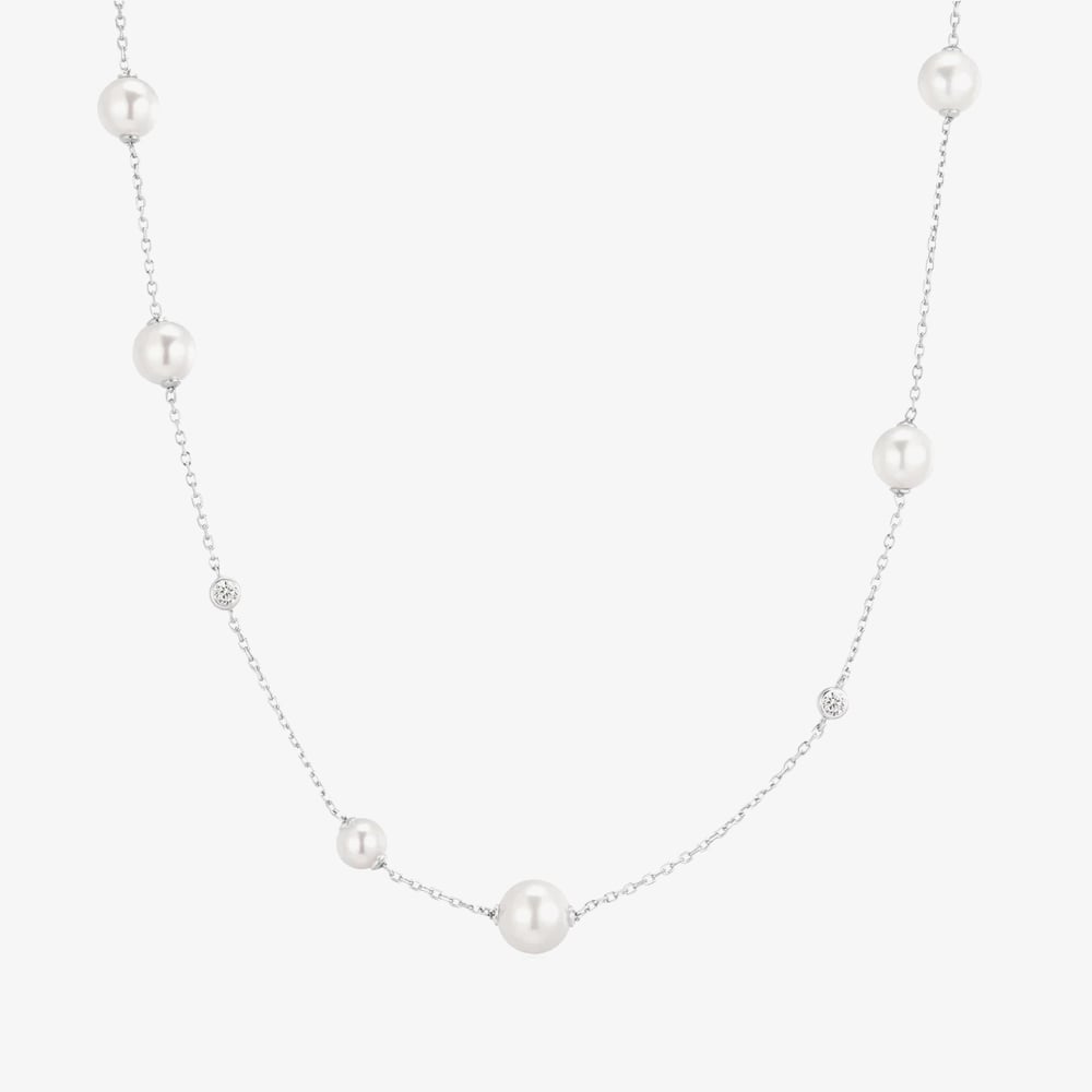 Ania Haie Luna Gaze Silver Asymmetric Shell Pearl Chain N075-05H