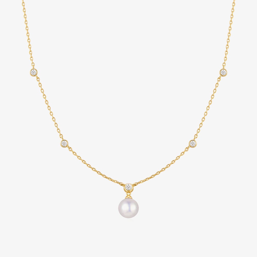 Ania Haie Luna Gaze Gold Plated Shell Pearl & Cubic Zirconia Pendant N075-09G
