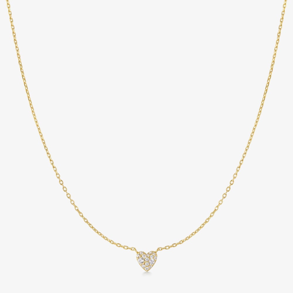 Ania Haie Starlit Drops 14ct Gold Plated Pave Heart Necklace N074-01G