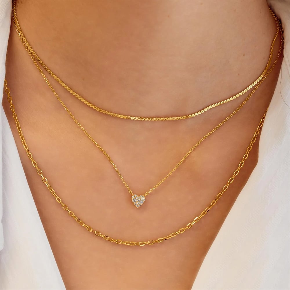 Ania Haie Starlit Drops 14ct Gold Plated Pave Heart Necklace N074-01G