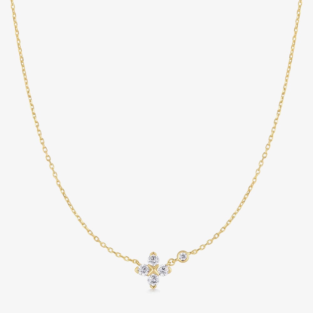 Ania Haie Starlit Drops 14ct Gold Sparkling Lucky Clover Necklace N074-04G