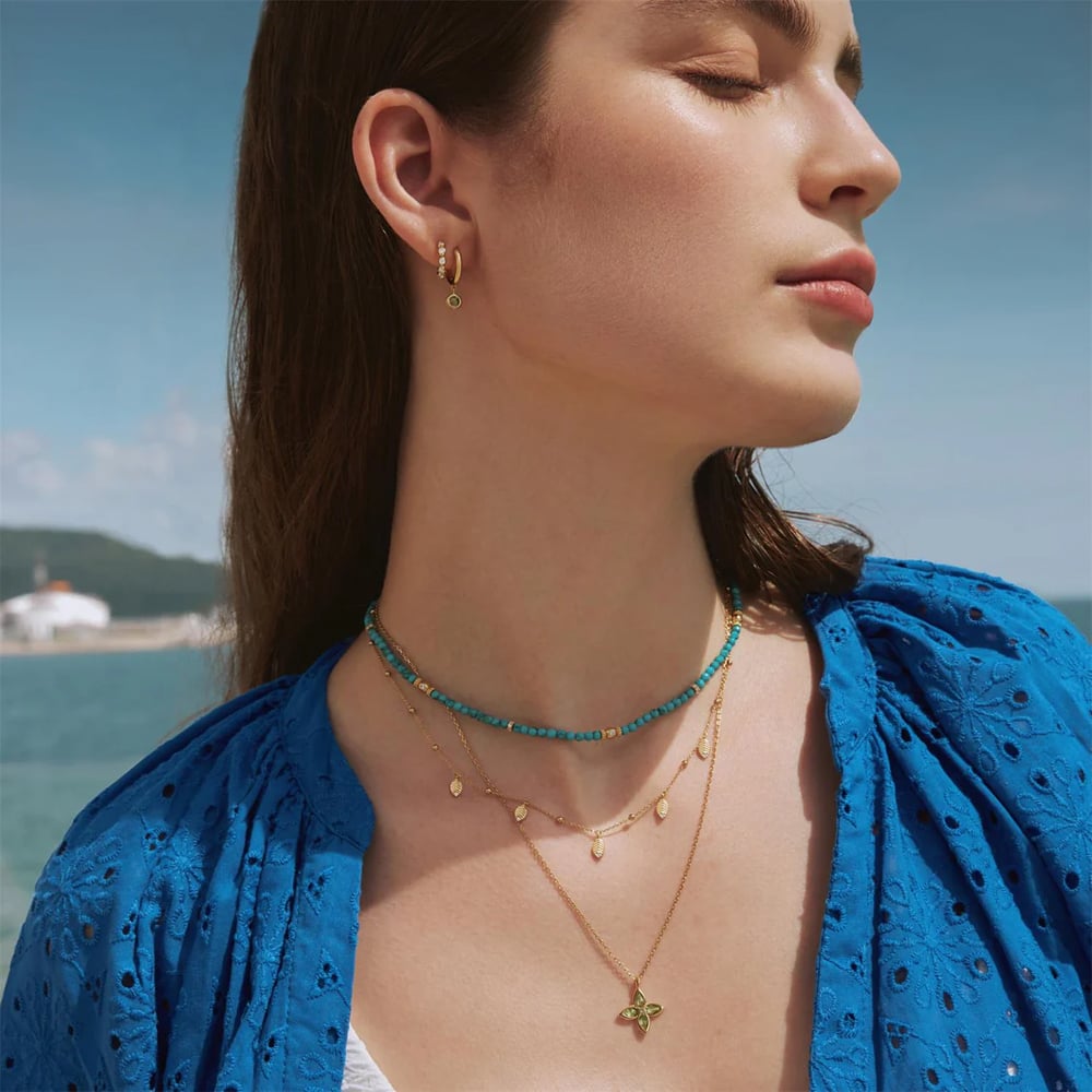 Ania Haie Ripple Joy 14ct Gold Plated Leaf Station Chain N073-06G