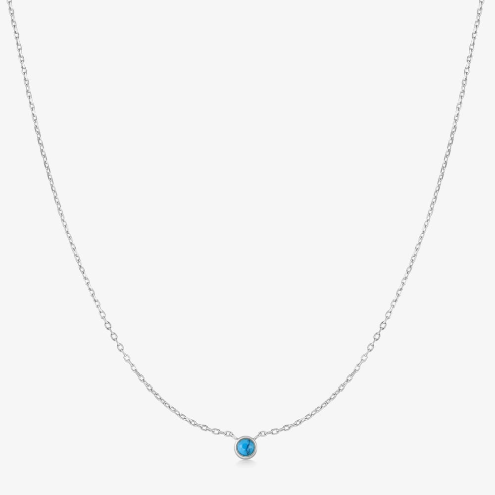 Ania Haie Ripple Joy Silver Bezel-Set Lab-Created Turquoise Solitaire Necklace N073-01H