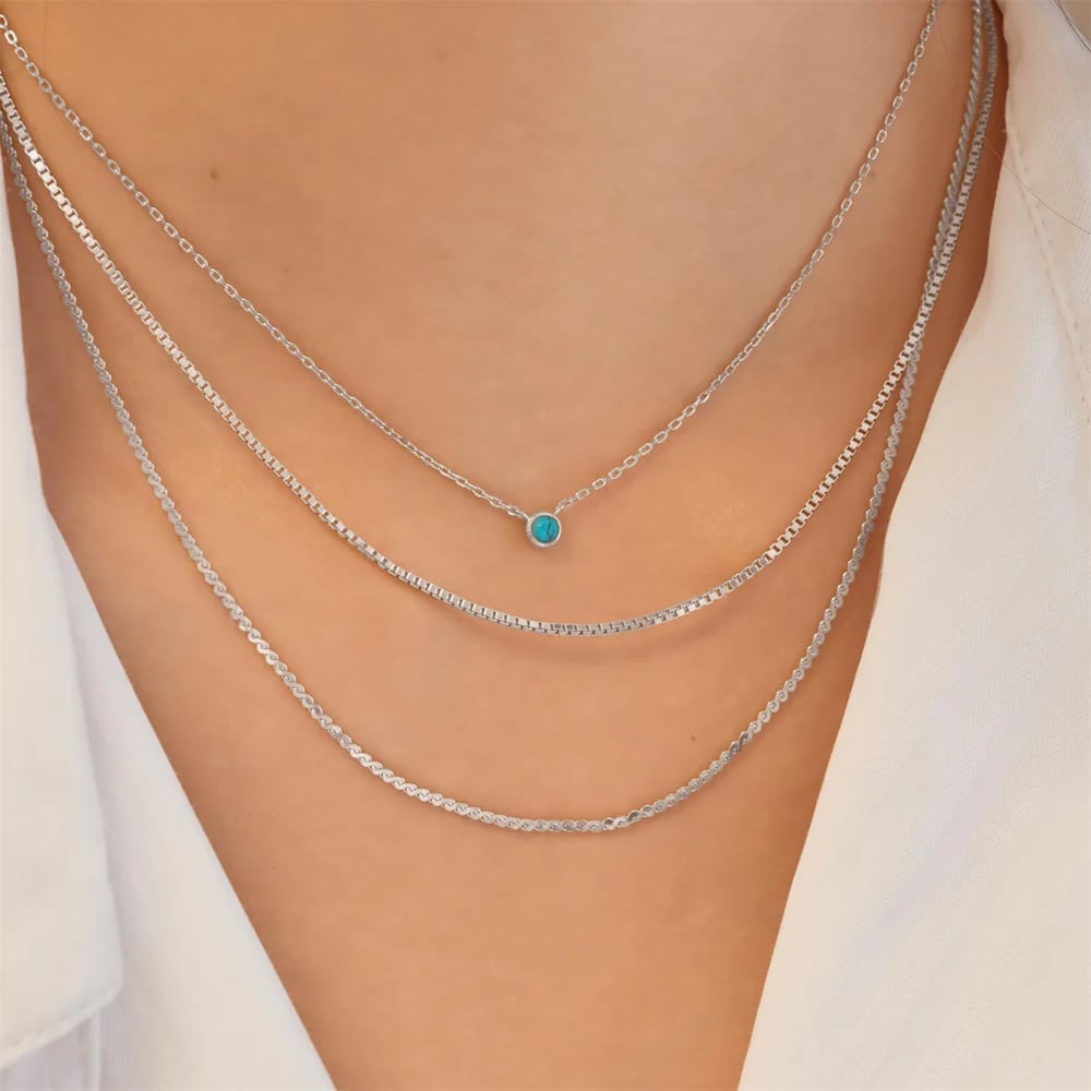 Ania Haie Ripple Joy Silver Bezel-Set Lab-Created Turquoise Solitaire Necklace N073-01H