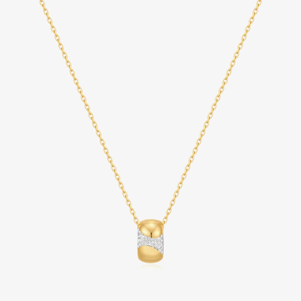 Ania Haie Tide Echo 14ct Gold Plated Puffed Rivulet Pave Necklace N072-03G