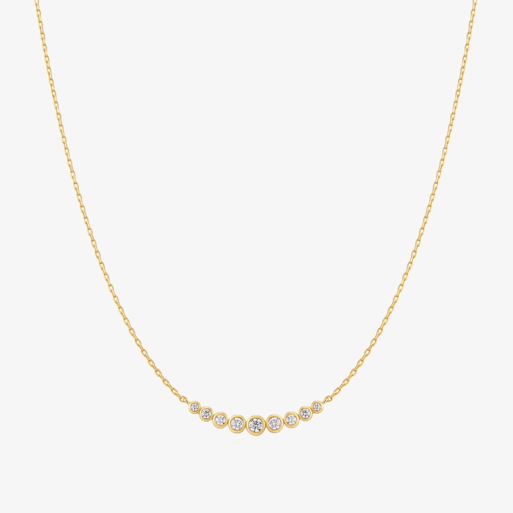 Ania Haie Luna Gaze 14ct Gold Plated Graduated Bezel-Set Chain N075-08G