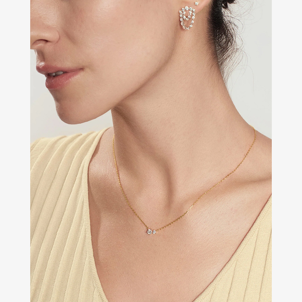 Ania Haie Yellow Gold Tone Plated Cubic Zirconia Duo Necklace N079-01G