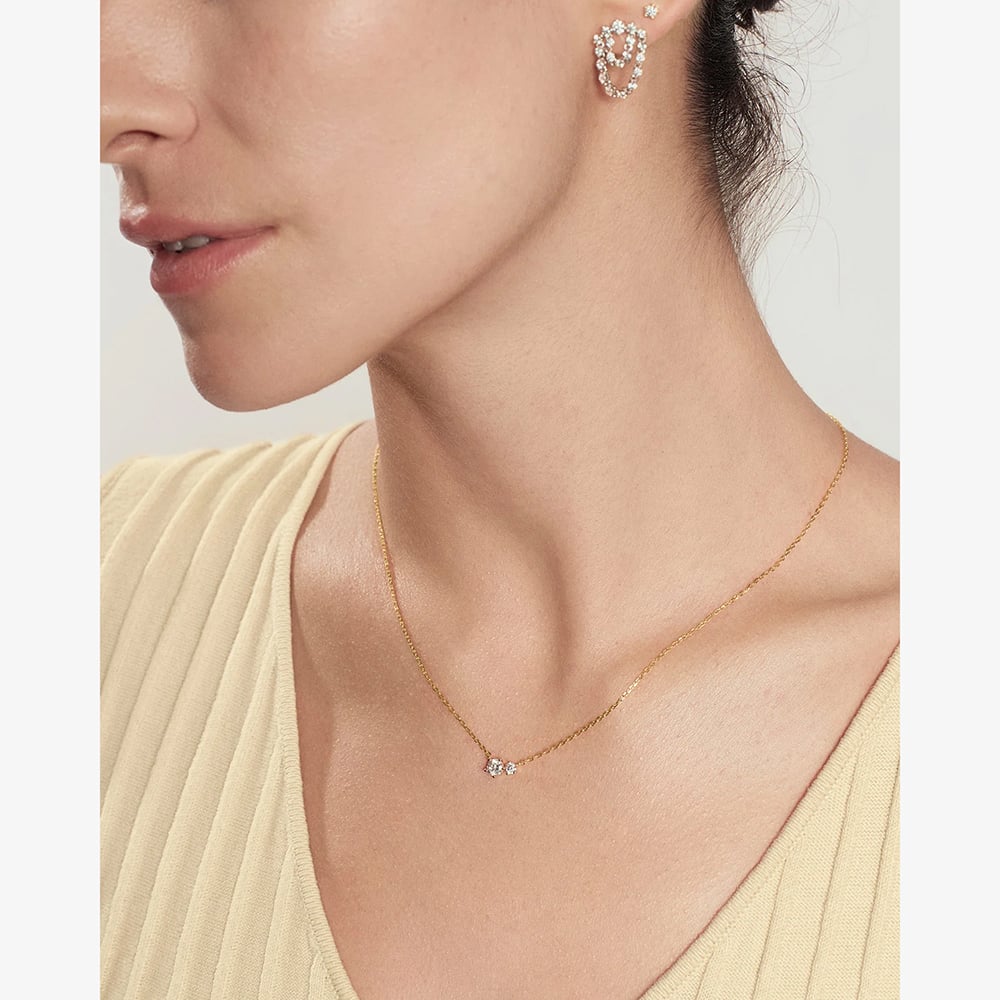 Ania Haie Yellow Gold Tone Plated Cubic Zirconia Duo Necklace N079-01G