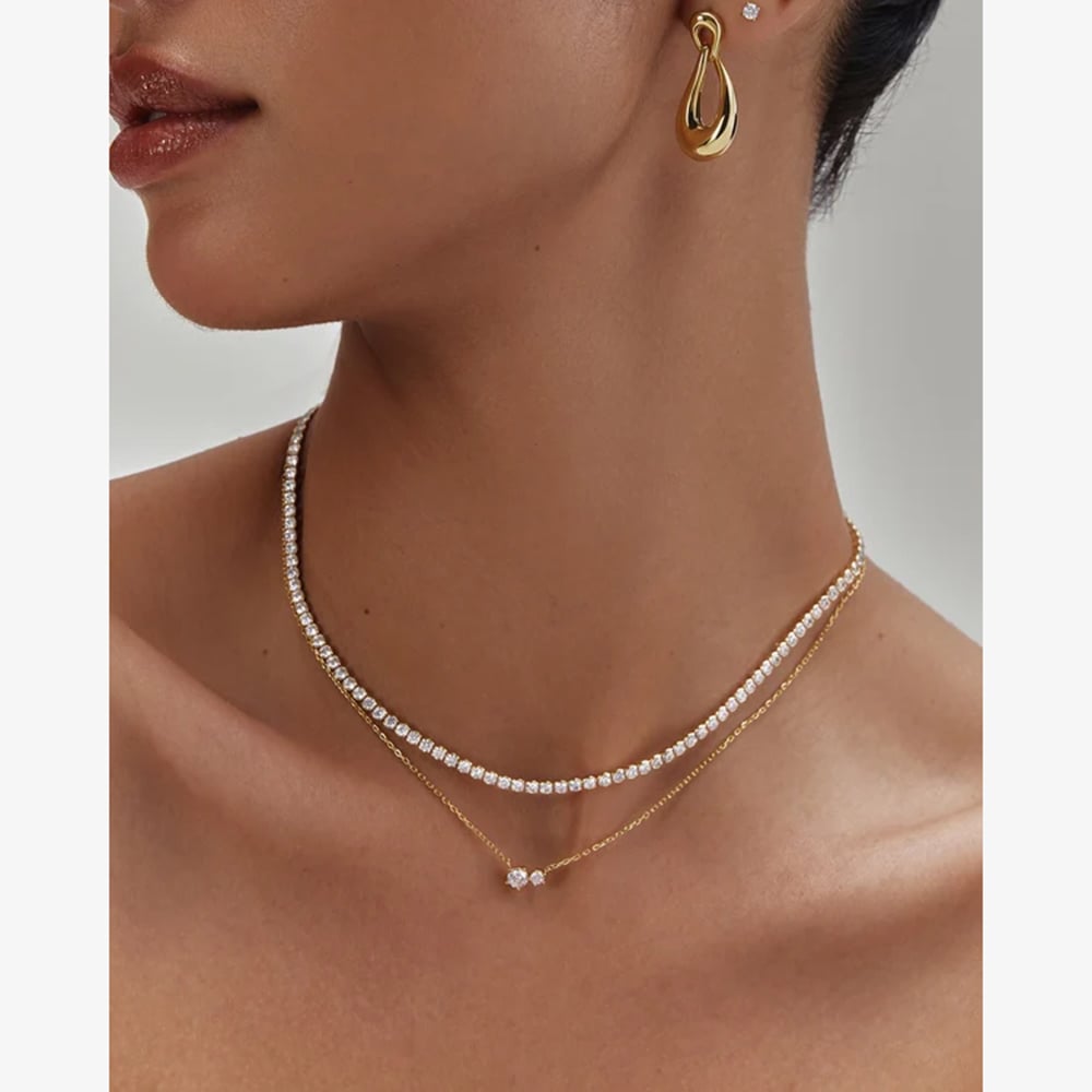 Ania Haie Yellow Gold Tone Plated Cubic Zirconia Duo Necklace N079-01G